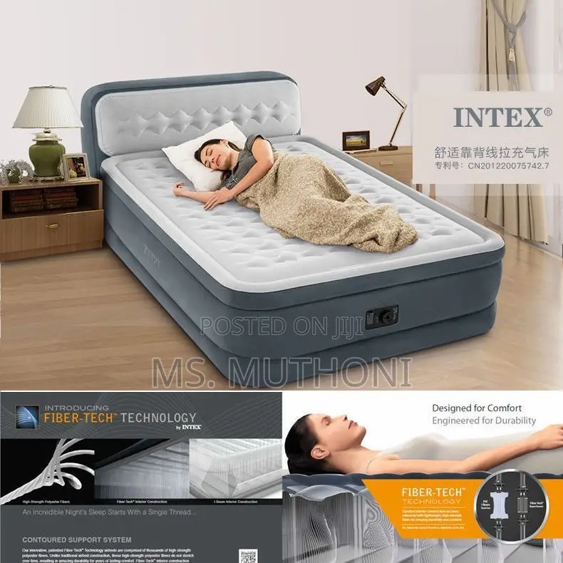 Intex Dura Beam Airbed Electric Pump Supportive Headboard