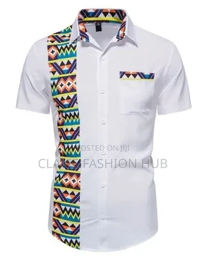White Stripped Kitenge Shirts for Men