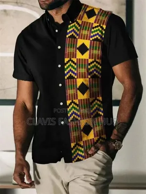 Black Colourful Kitenge Shirts for Men