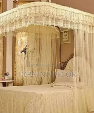 Cream Queen Size Bed 2 Stand Mosquito Net