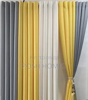 Grey/Mustard Linen Curtains