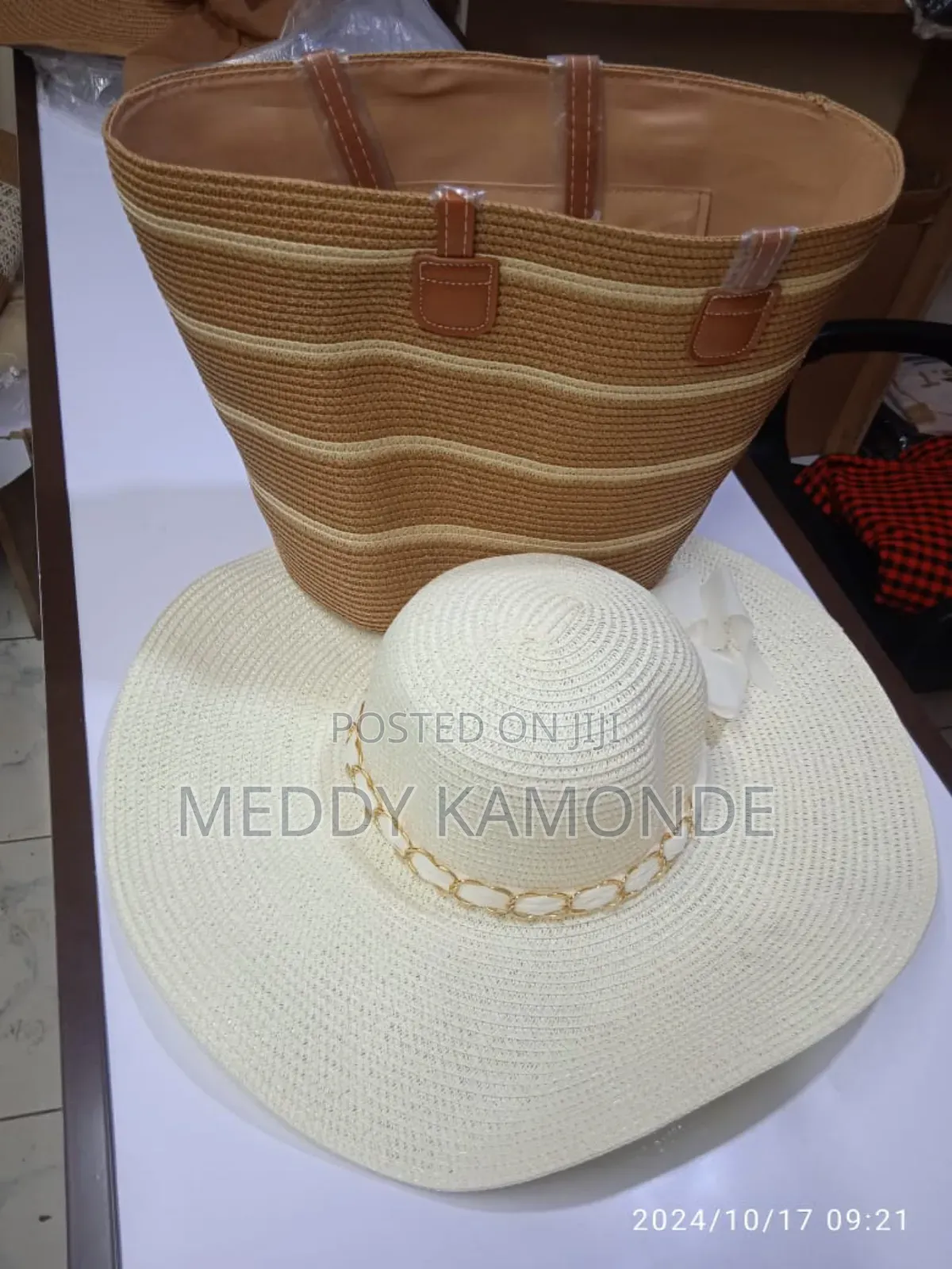 Designer Woven Handbag+Sunny Hat