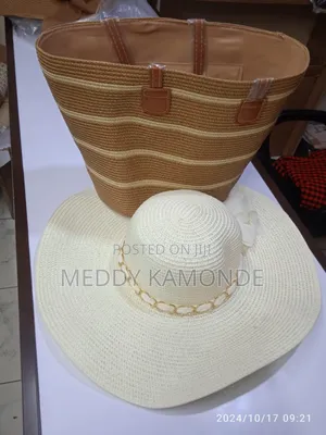 Designer Woven Handbag+Sunny Hat