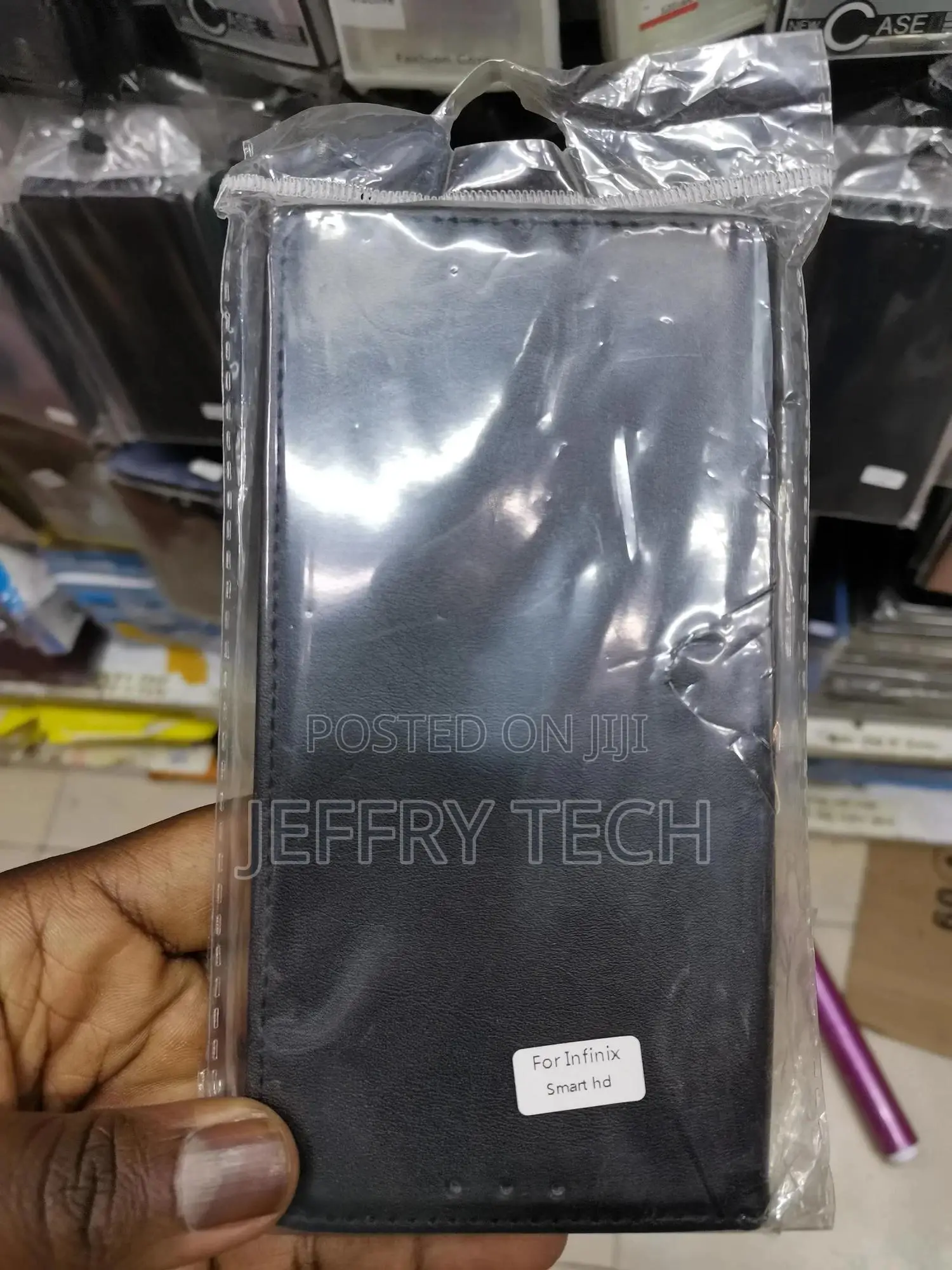 Leather Flip Case For Infinix Smart HD -black-