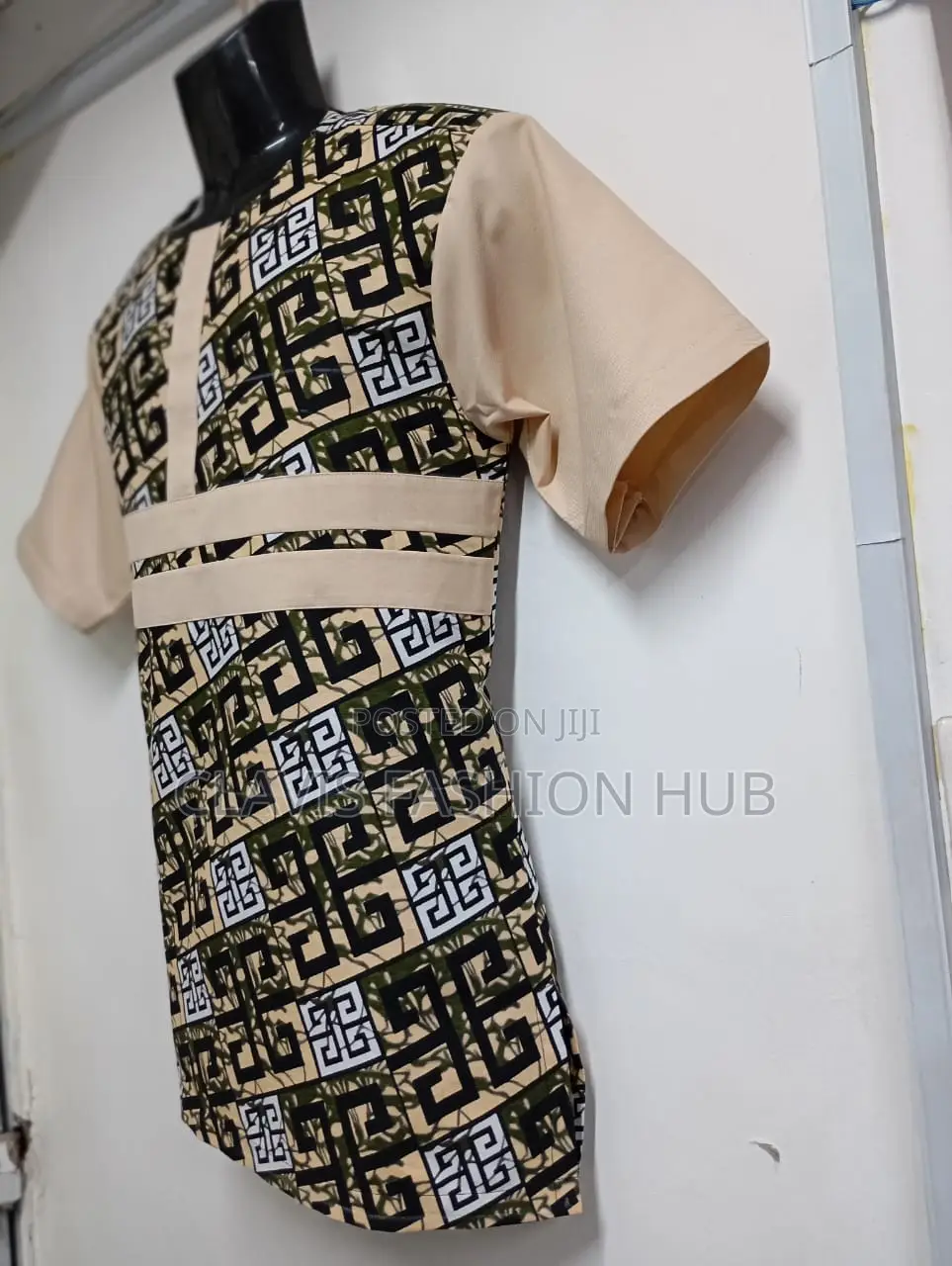 African Beige Ankara Shirt