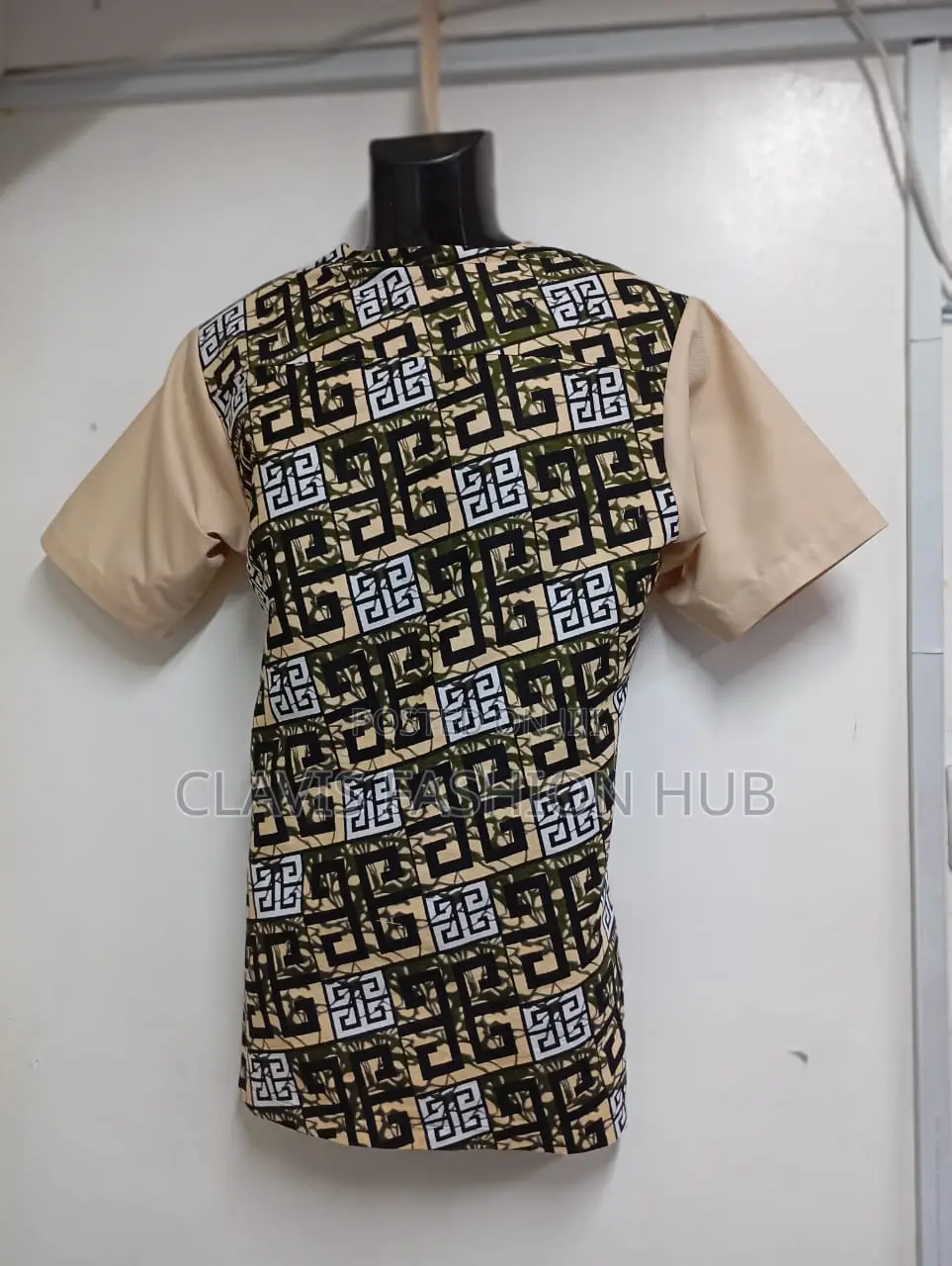 African Beige Ankara Shirt