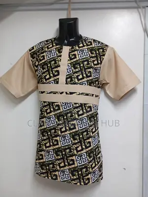 African Beige Ankara Shirt