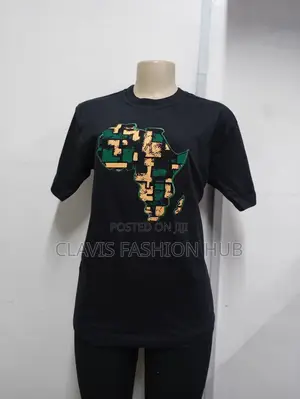 Unisex Cotton Tshirts With African Map Deco