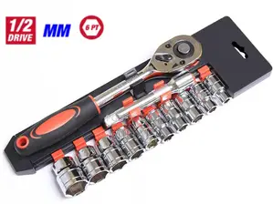 12 Pcs, 1/2" Drive, Socket Wrench Set, 8-24mm