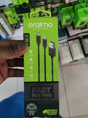 Oraimo OCD-D61 2 in 1 Micro USB Data Cable - Black
