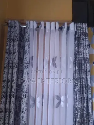Patched White and Black Quality Home Decor Curtains