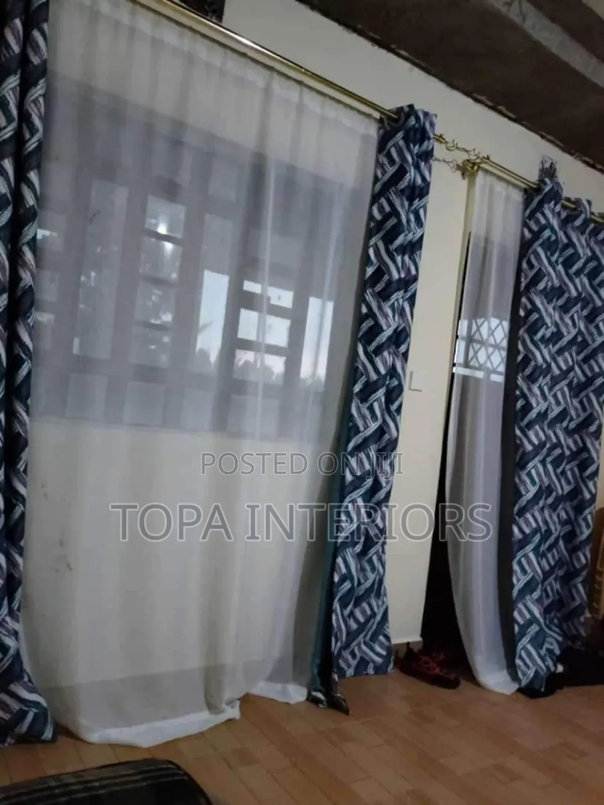 Quality Grey and Black Themed House Window Curtains