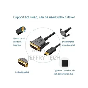 QG-UA18 USB-C/Type-c to DVI Cable, Length: 1.2m