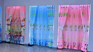 Children's Room Blue and Pink Themed Bedroom Cartoon Curtains
