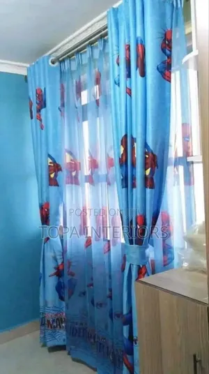 Vibrant Spiderman Blue Cartoon Themed Curtains