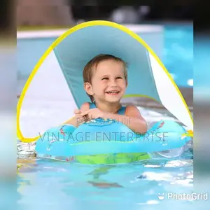 #Inflatable Kids Swimming Pool Ring With Net Sun Shade*