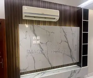 Marble Sheets White Shades/ Brown Fluted Wall Panels