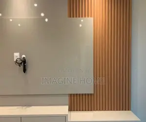 TV Decor Marble Sheets, Brown Fluted Wall Panels
