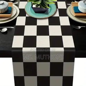 Geometric Stripe Linen Table Runner