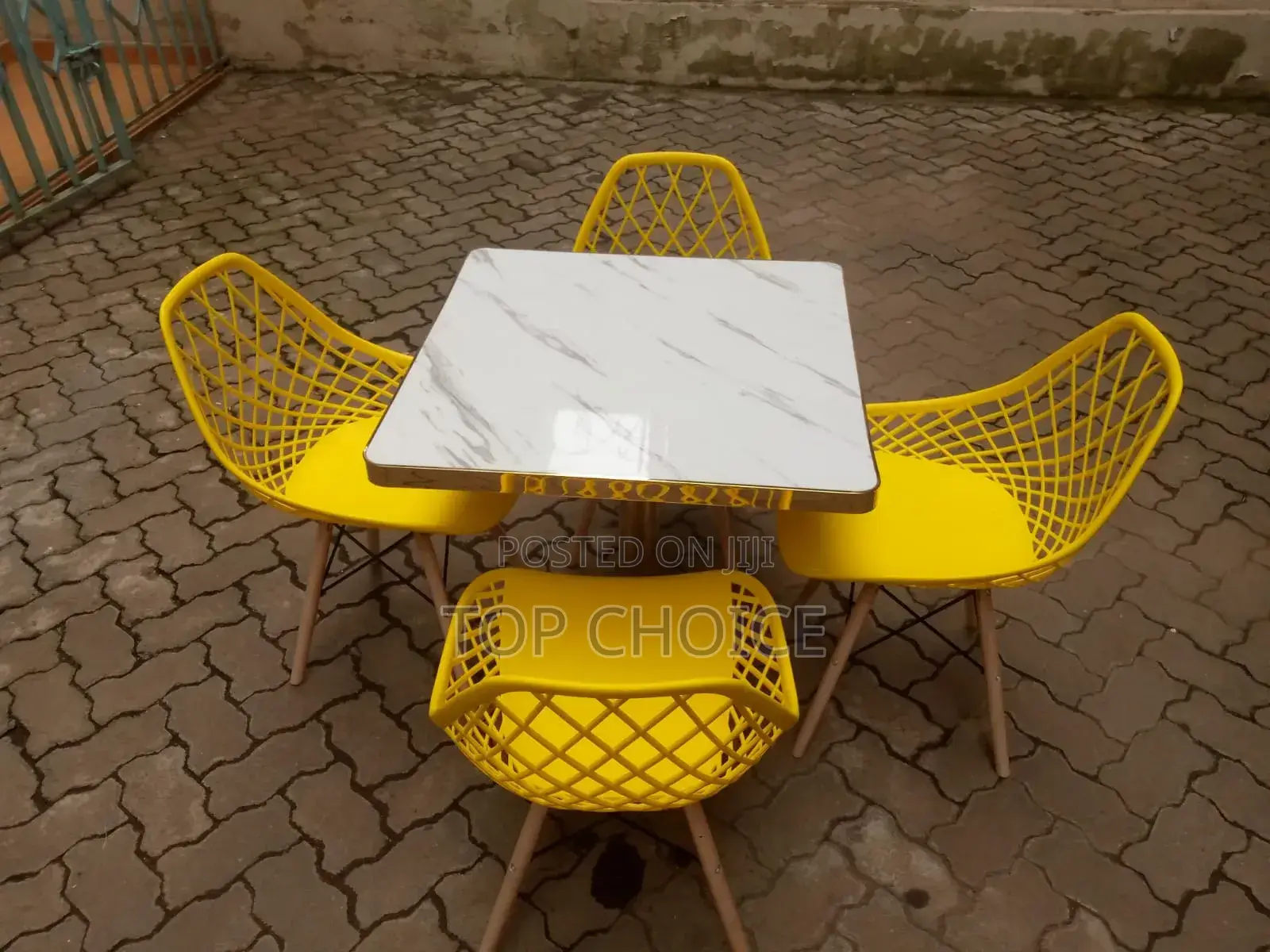 White Table and Yellow Dinning Chairs