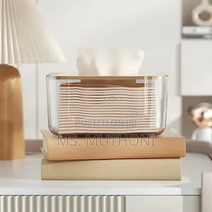 Transparent Tissue Box With Bamboo Cover