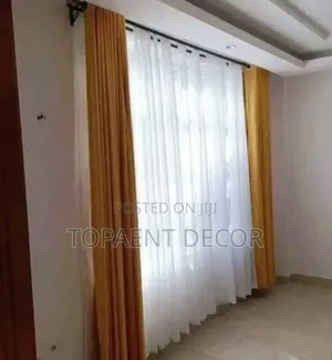 3m Golden Yellow Window Ring Curtains and White Sheers