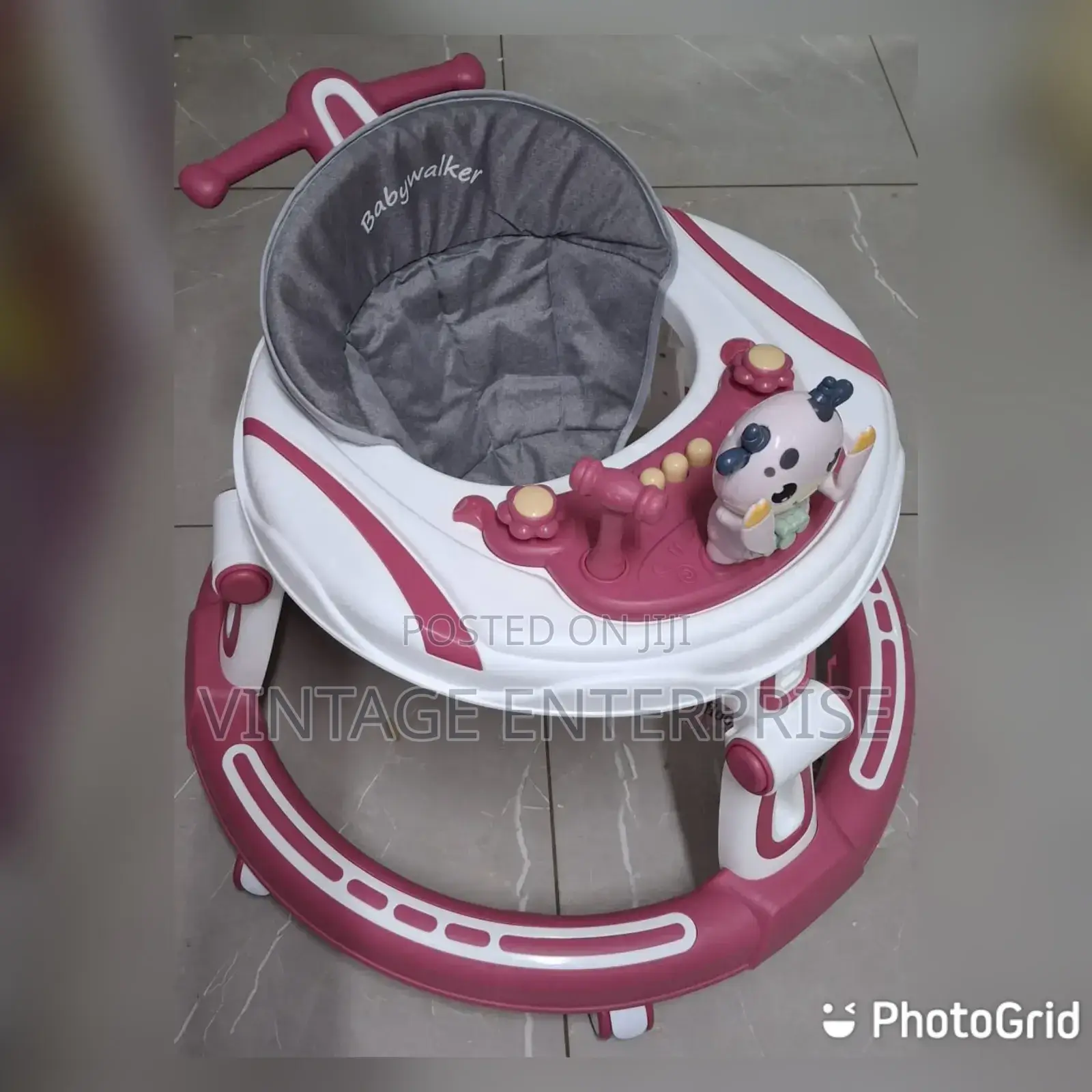 Foldable Baby Walker With Push Handle and Adjustable Height