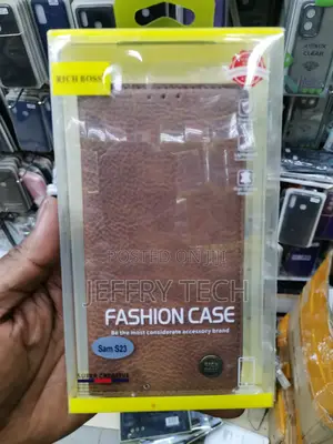 Universal Rich Boss Leather Back Cover for Samsung S23-Brown