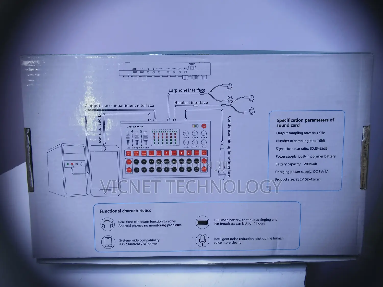 Codenser Microphone Sound Card With 3 Inputs