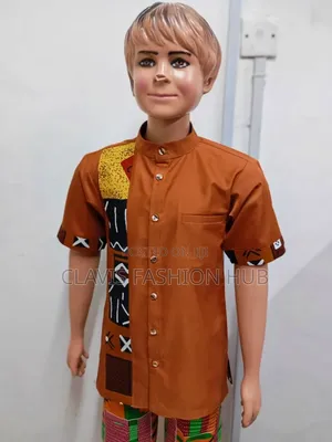 Boys Rusty Brown Kikuyu Shirt for Boys