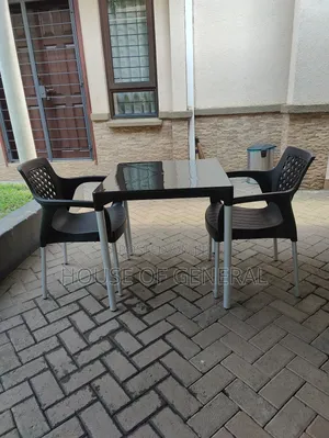 Quality 2 Plastic Chairs and 1 Square Plastic Table