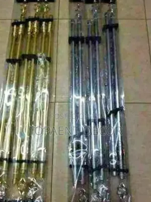 2m Adjustable Black and Gold Window and Door Curtain Rods