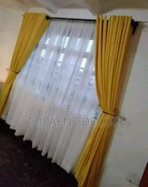 4m Yellow Window Curtain and 3m White Sheer