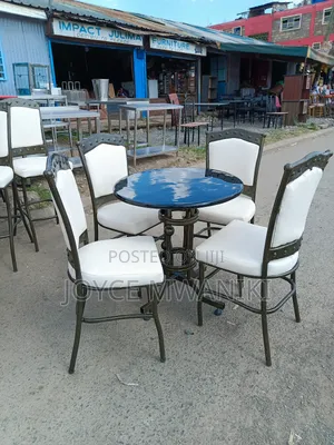 Unique Design Restaurant Set, Power Coated With Marble Table