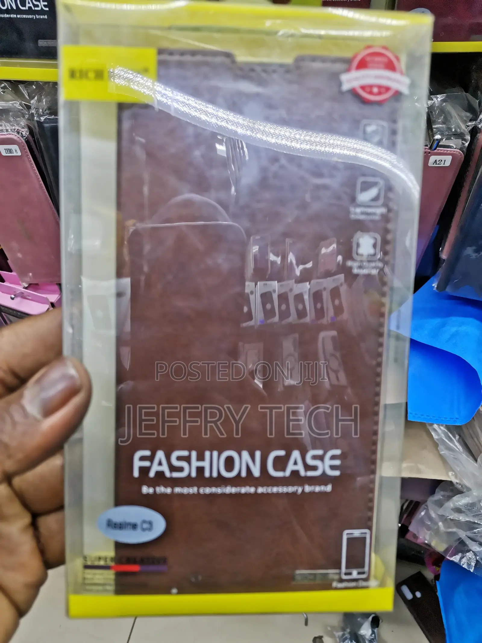Universal Richboss Leather Flip Case for Realme C3 -Brown