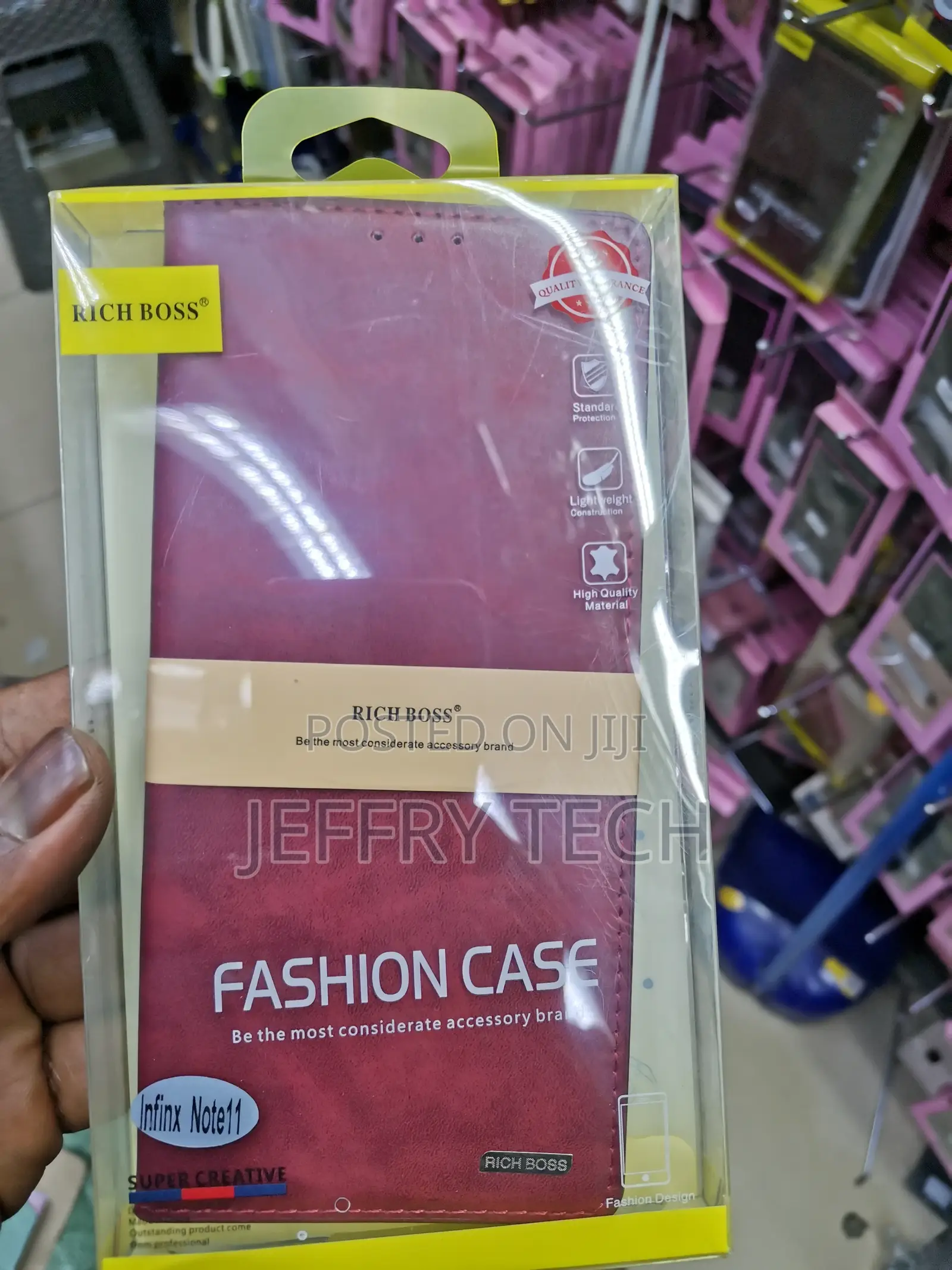 Universal Leather Flip Cover for Infinix Note 11-Red