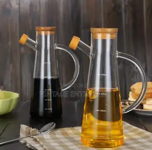 *Glass Oil /Vinegar Jar With Bamboo Lid*