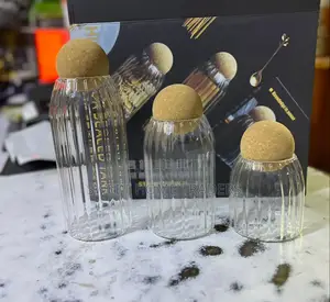 3 PCS Spaghetti Glass Vase With Bamboo Lid