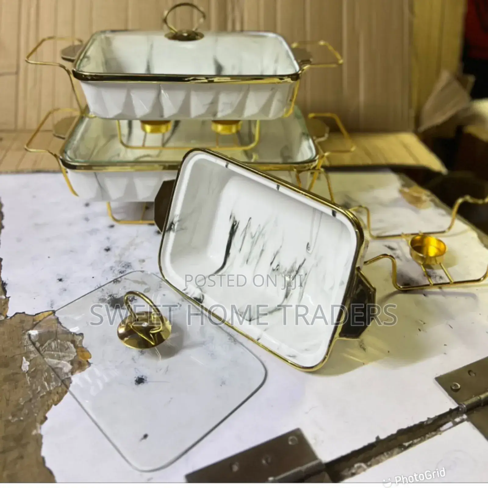 *3 PCS Ceramic Chaffing Dishes Rectangular *