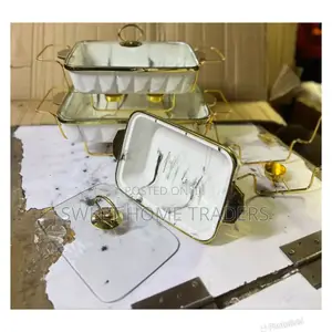3 PCS Ceramic Chaffing Dishes Rectangular 