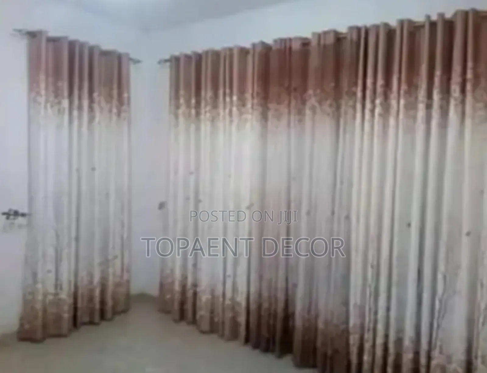 Flowered Brown Window Curtains