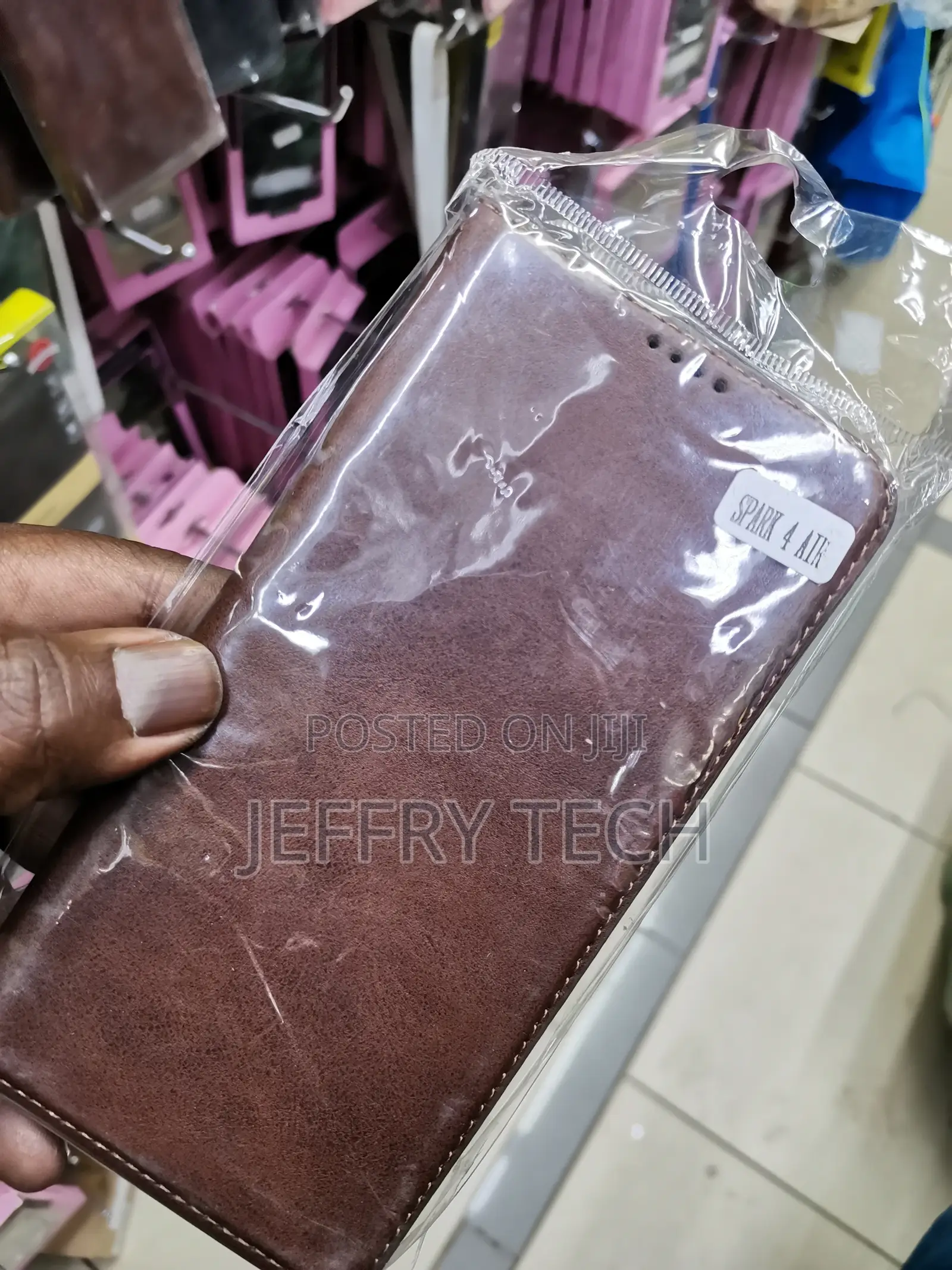 Universal Tecno Spark 4 Air Leather Flip Case -Brown