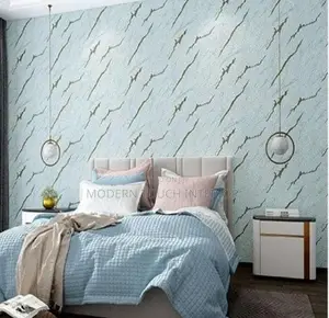 Embossed Blue 3D Wallpaper