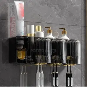 Acrylic Inverted Toothbrush Holder, Toothpaste Dispenser
