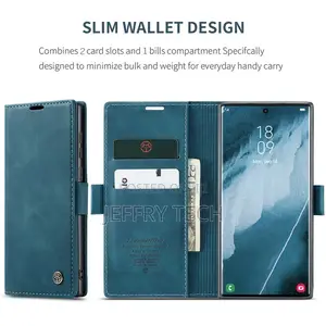 Samsung Galaxy S22 Ultra Wallet Magnetic Case Blue