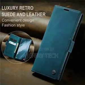 Samsung Galaxy S23 Ultra Wallet Retro Leather Case Blue