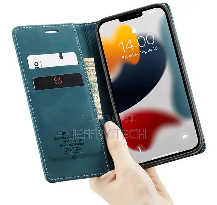 iPhone 13 Pro Max Wallet Kickstand Case Blue
