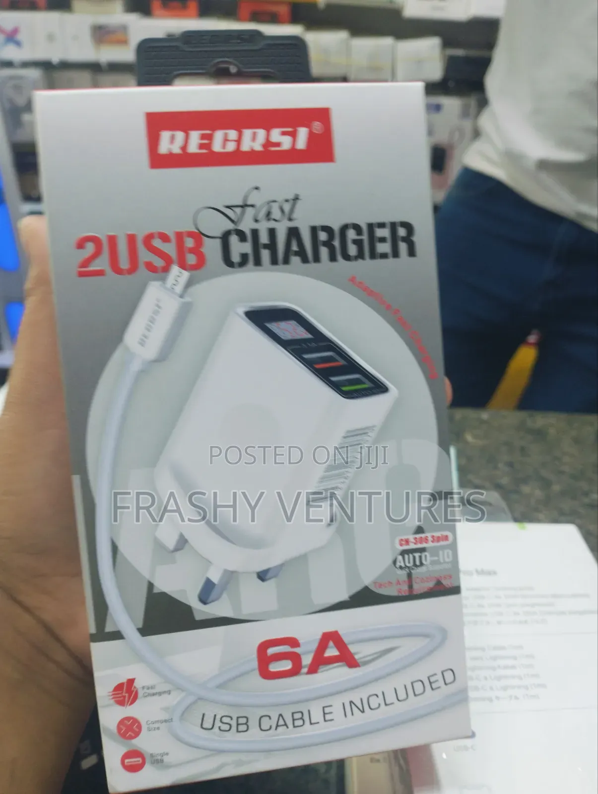 2 USB Charger 6A USB Cable Included