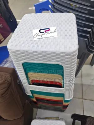 White Bamboo Plastic Stool