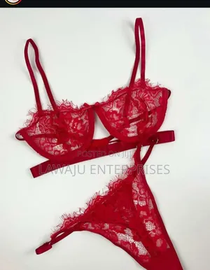 2PC Red Flower Lace Lingerie
